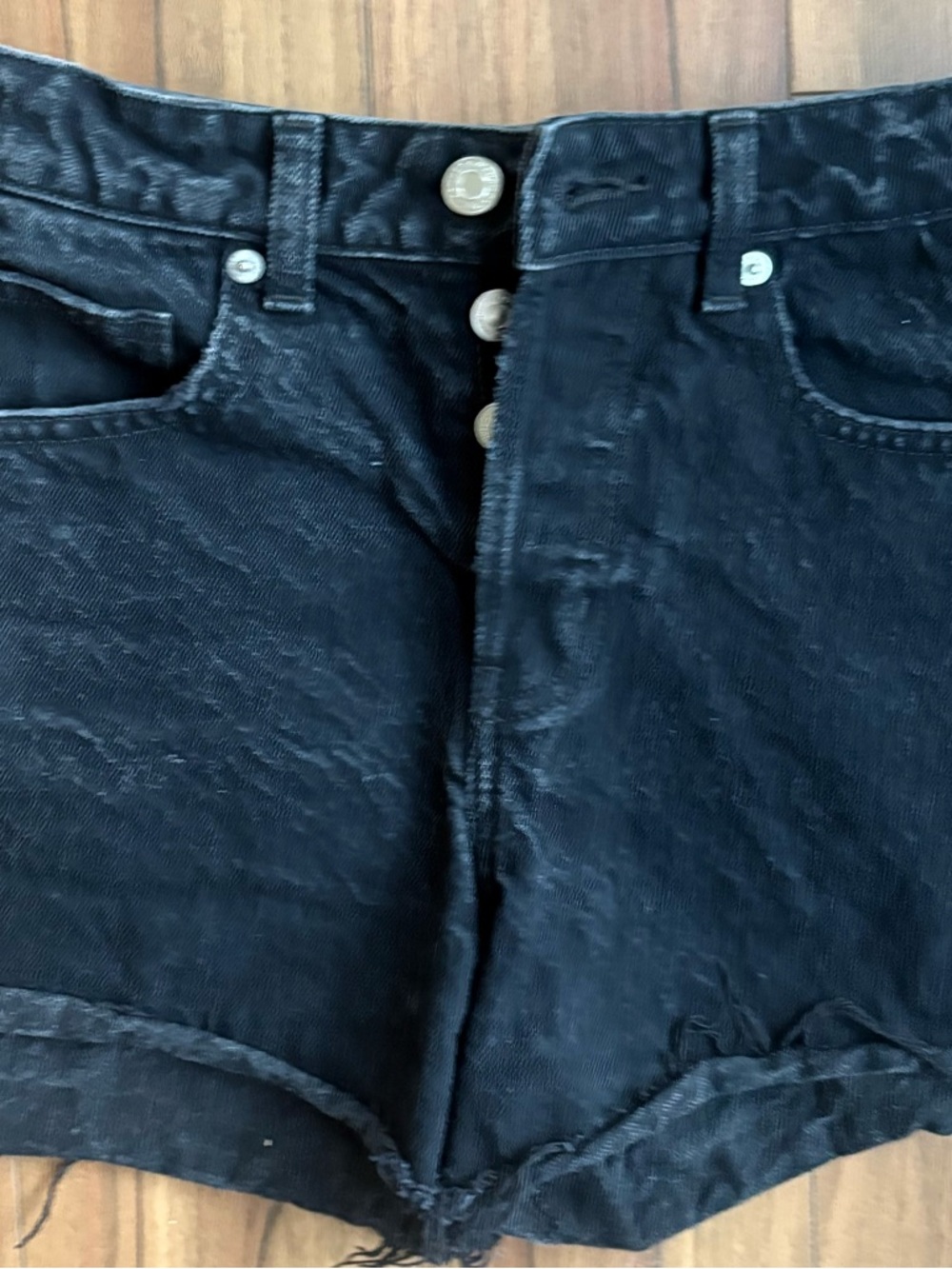 H&M Black Women's Denim Shorts with Button Fly